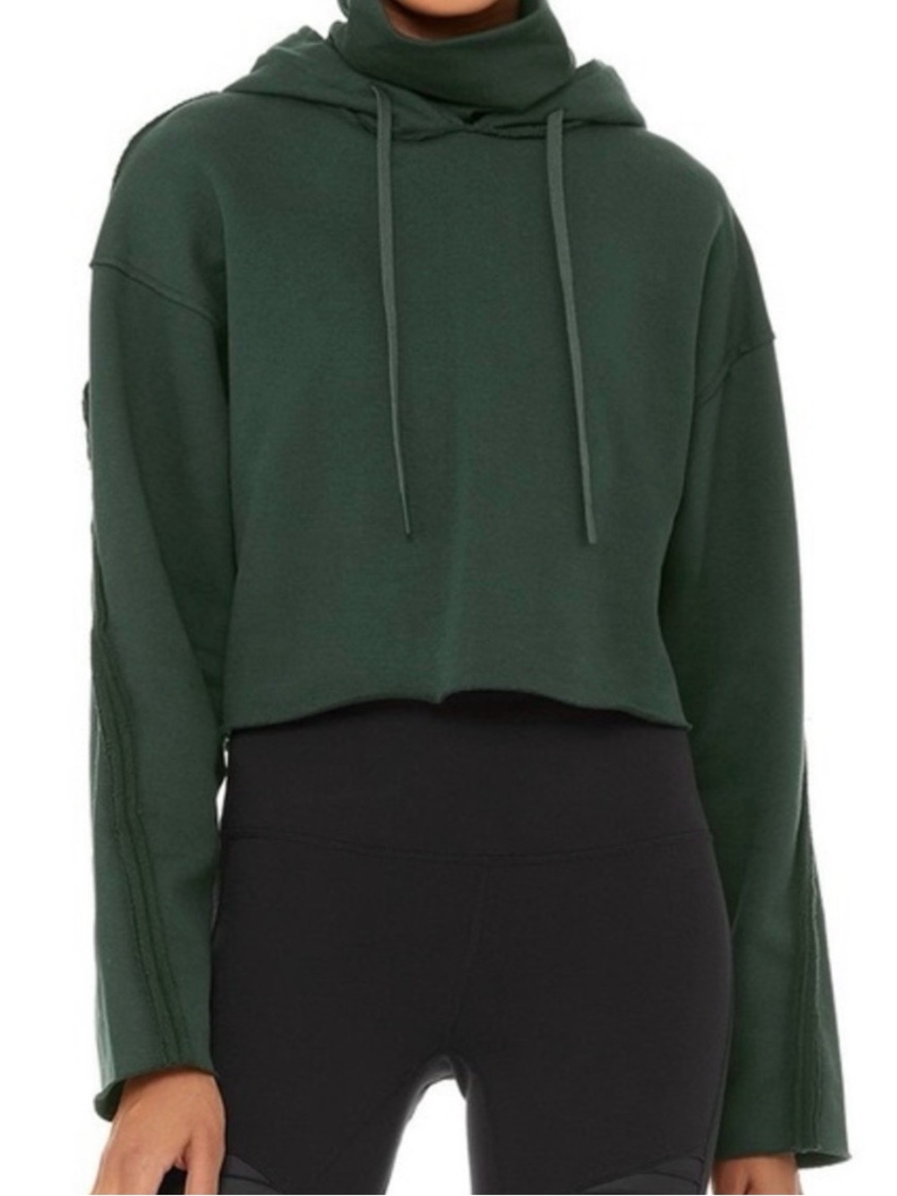ALO Effortless Crop Hoodie Forest Green
